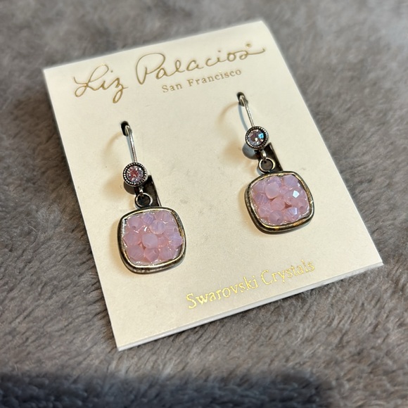 Liz Palacios Swarovski Pink Rock Candy Crystal Earrings-Boutique - Picture 2 of 6